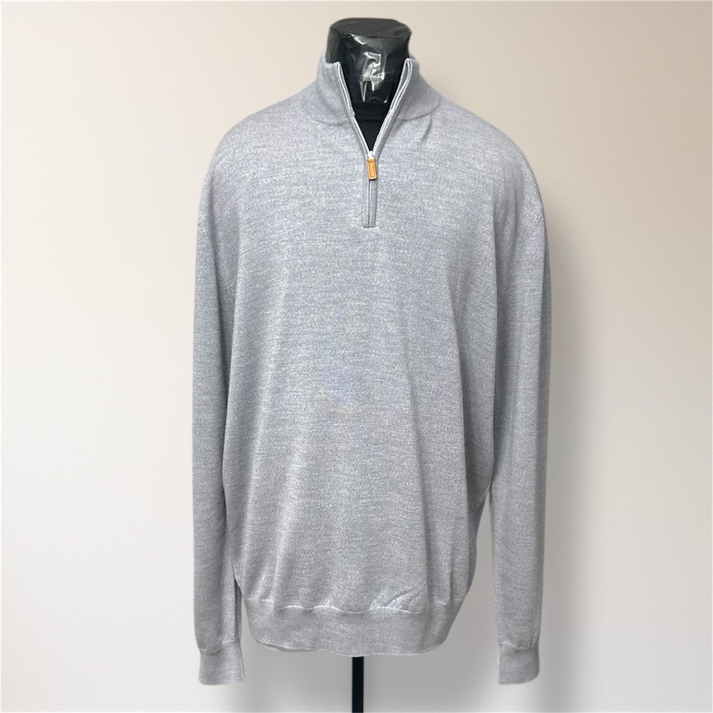 New Collars & Co Men's 3XL Gray Australian Merino Wool 1/4 Zip Pullover Sweater - Picture 2 of 10